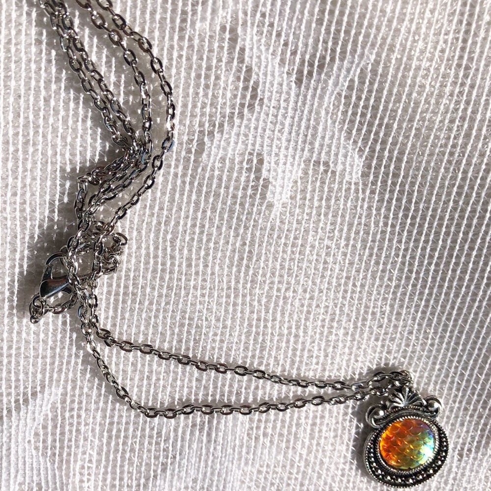 Mermaid Scales Necklace Iridescent Blue Green